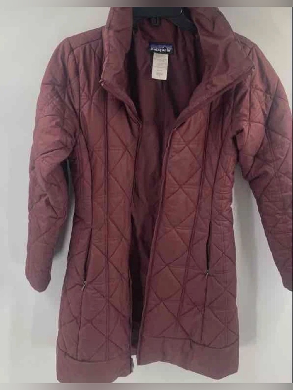 Patagonia Women's Quilted Long Coat - Burgundy Size Small
